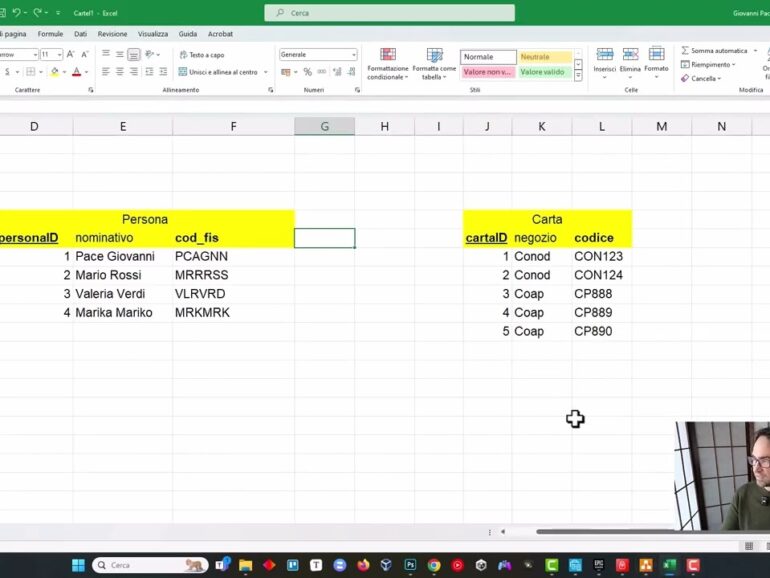 Trasformazione da ER a MySQL 6/20 – Simuliamo cosa succede in Excel con una relazione Uno a Molti