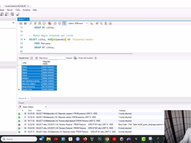 Query Language in MySQL 3/4 – Query di raggruppamento ed aggregazione, GROUP BY con esempi